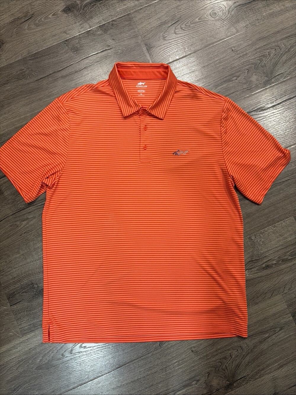 Greg Norman Attack Life Play Dry Men's XL Polo Shirt Orange Short Sleeve Golf